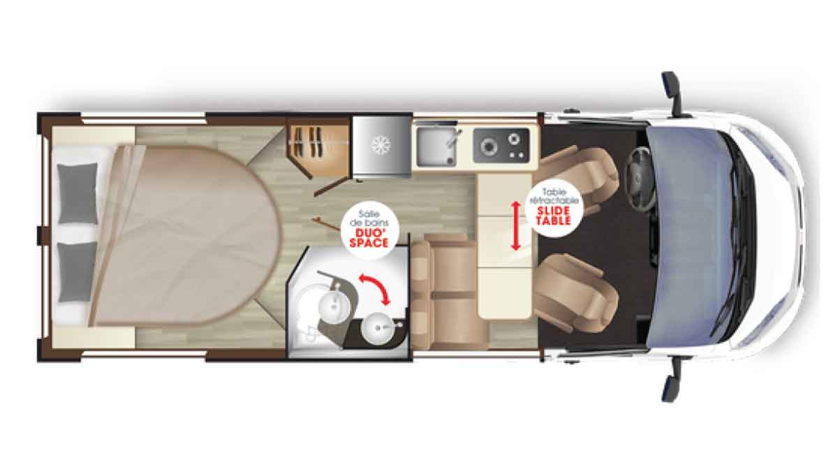Grundriss Dreamer D64 Select mit Queensbett
